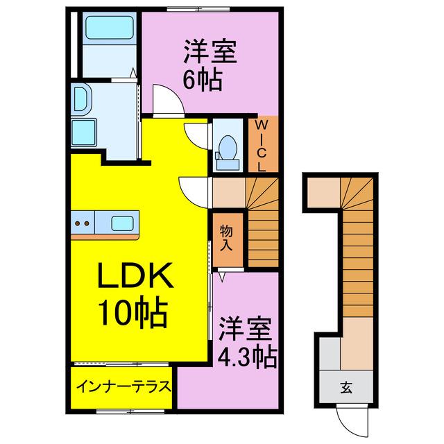 ブルースター(2LDK/2階)の間取り写真