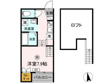 小春日和A(ワンルーム/2階)の間取り写真