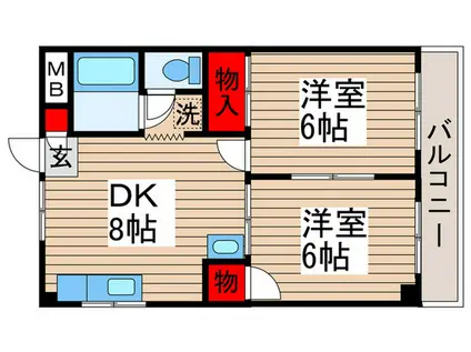 リリーパレスナルシマ(2DK/3階)の間取り写真