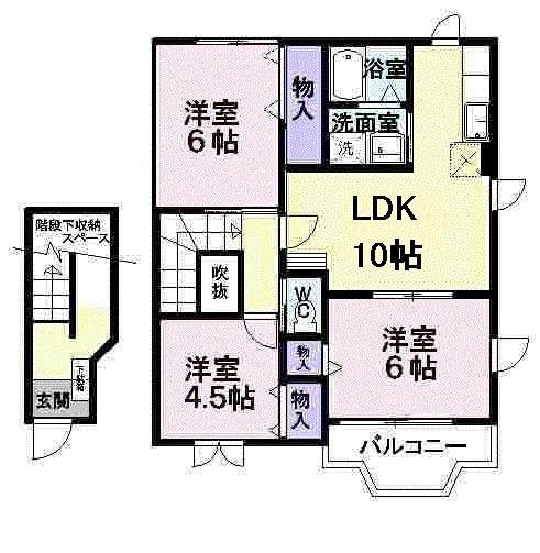 サンシャインヒルズC(3LDK/2階)の間取り写真