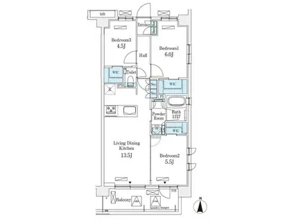 アヴァンカーサ町屋(3LDK/3階)の間取り写真