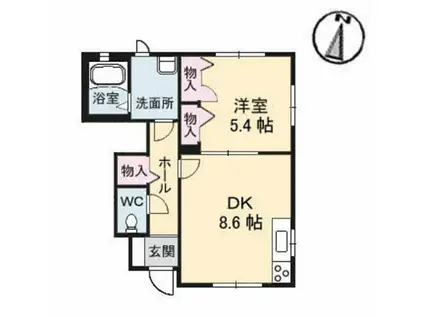 ローゼンパレス(1DK/1階)の間取り写真