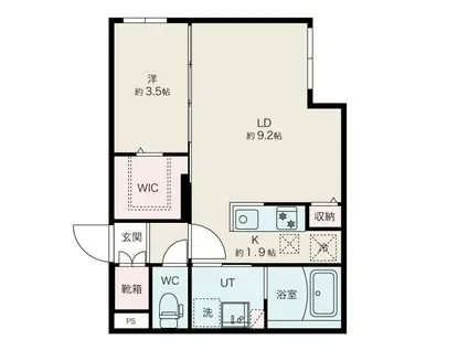 アルファスクエア平岸イースト(1LDK/1階)の間取り写真