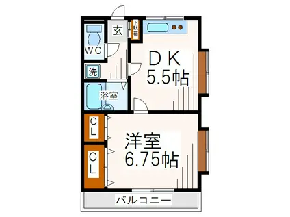 エステートハイムA(1DK/3階)の間取り写真