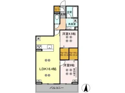 ローテ ベルク(2LDK/2階)の間取り写真