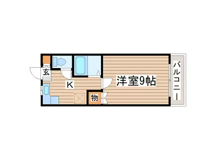 ハイデンス稲村(1K/2階)の間取り写真