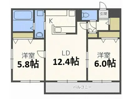 DURANTA(2LDK/4階)の間取り写真
