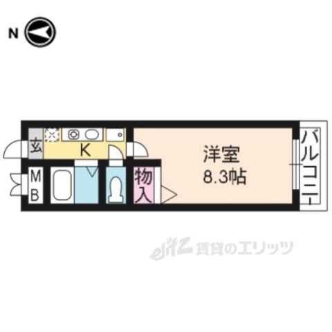ビクトワール二条(1K/4階)の間取り写真