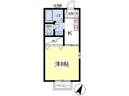 ハイツグレープB(1K/1階)の間取り写真