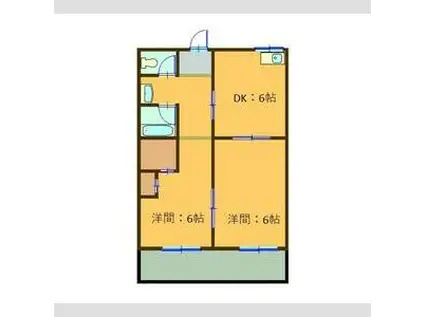 第3ヤマモトビル(2DK/1階)の間取り写真