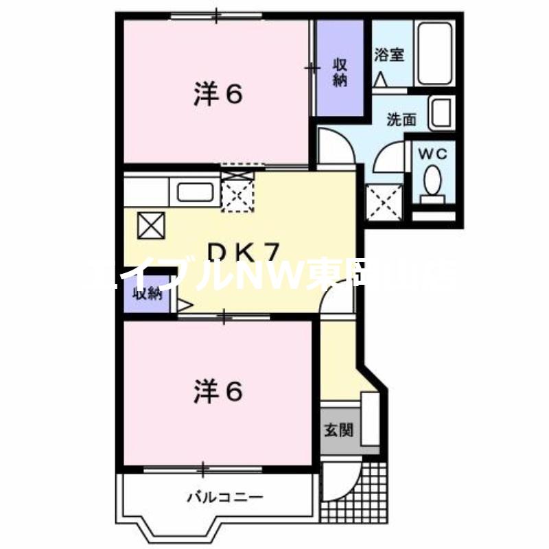 ニュークレストールビゼン(2DK/1階)の間取り写真