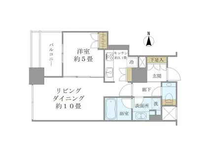 堂島 ザ・レジデンス マークタワー(1LDK/6階)の間取り写真