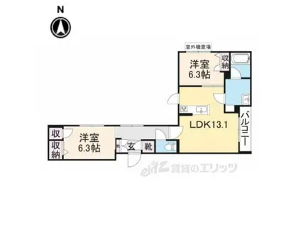 シャーメゾン レグ 北山(2LDK/3階)の間取り写真