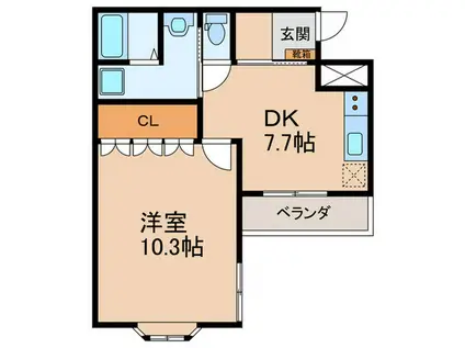 エルアール(1DK/2階)の間取り写真