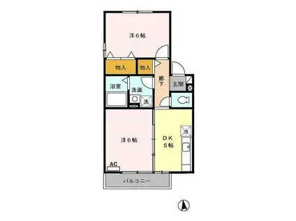 アヴェニール B棟(2K/2階)の間取り写真