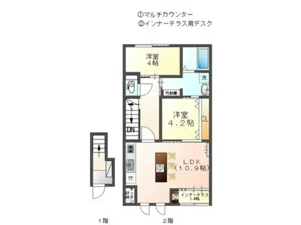 セ シュエット(2LDK/2階)の間取り写真