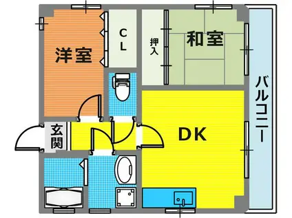 クレスト羽坂(2DK/3階)の間取り写真