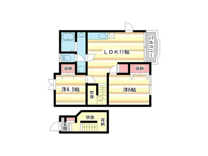 パークサイドコートI(2LDK/2階)の間取り写真