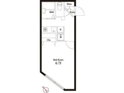 ZESTY千歳船橋(1K/2階)の間取り写真