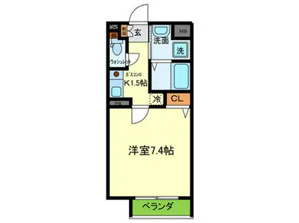 コンフォール刀根山(1K/1階)の間取り写真