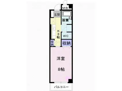 ラムール雅(1K/3階)の間取り写真