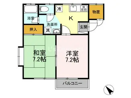 クレメンティアC(2K/2階)の間取り写真