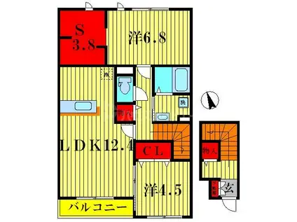 シエルツリー II(2LDK/2階)の間取り写真