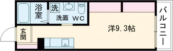 ソシエテ海田・畝(ワンルーム/2階)の間取り写真