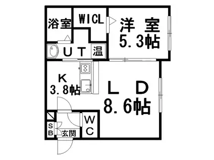 CURE-LA(1LDK/1階)の間取り写真