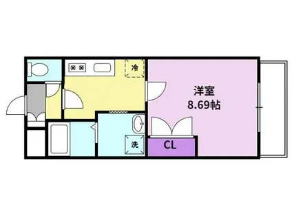 レ・クルール(1K/1階)の間取り写真