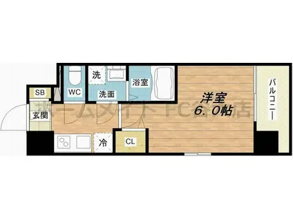 エスリード弁天町ポートヴィラ(1K/7階)の間取り写真