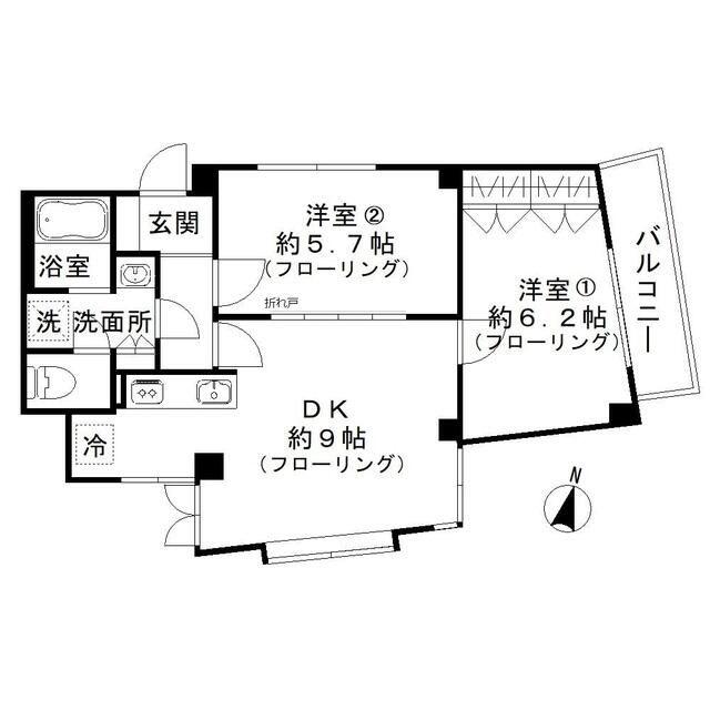 アヴァンス目黒(2DK/3階)の間取り写真