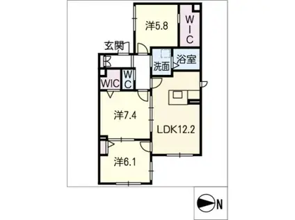 ラグジュアリープレイス高畑(3LDK/1階)の間取り写真