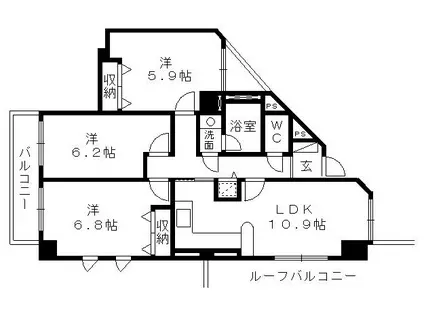 佐鳴湖パークタウンサウス(3LDK/13階)の間取り写真