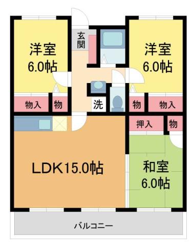阪急宝塚線 宝塚駅 徒歩10分 3階建 築36年(3LDK/3階)の間取り写真