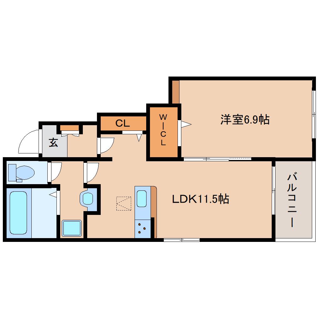 カーサセレノ(1LDK/1階)の間取り写真
