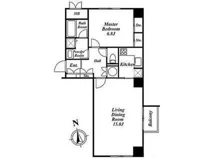 GRANDE MAISON 麻布十番館(1LDK/3階)の間取り写真