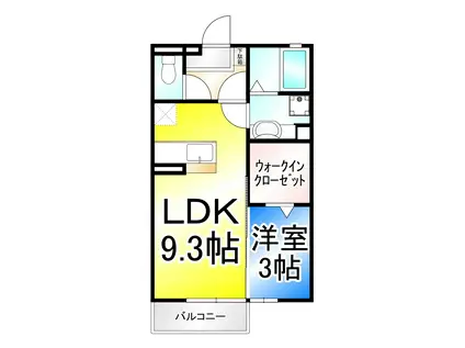 LIBERTY COURT(1LDK/1階)の間取り写真