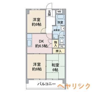 扶桑ハイツ2(3DK/4階)の間取り写真