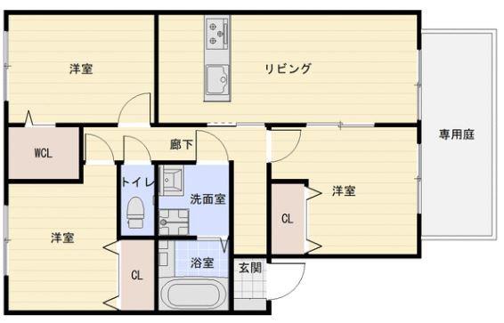 グランモア堂本(3LDK/1階)の間取り写真