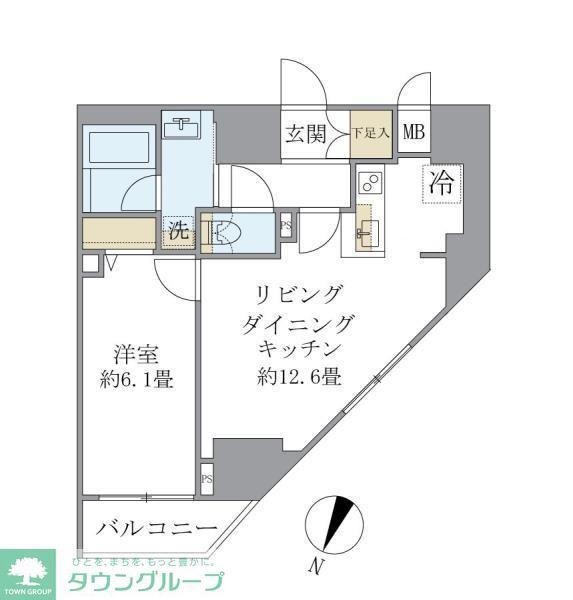 エレミ本蓮沼(1LDK/10階)の間取り写真