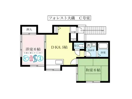 フォレスト大磯(2DK/2階)の間取り写真