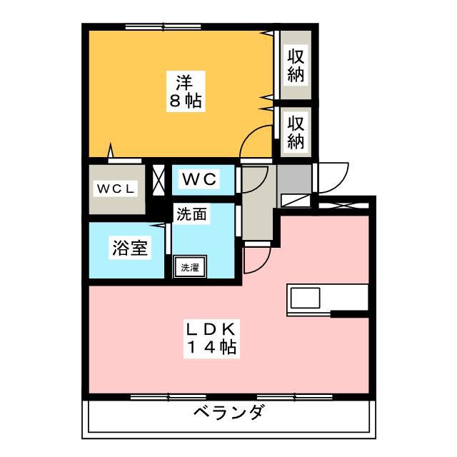 Rルミエール(1LDK/1階)の間取り写真