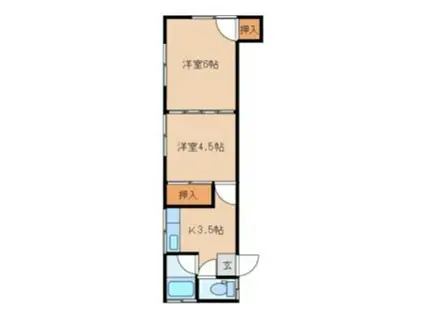 昭和橋荘(2K/1階)の間取り写真