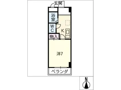 シャンフレ(1K/3階)の間取り写真