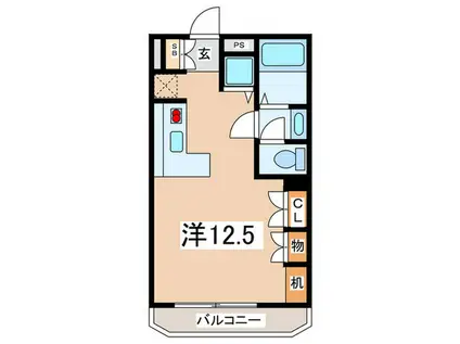 タテノス藤沢(ワンルーム/3階)の間取り写真