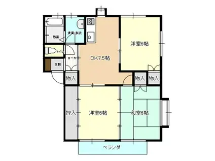 メゾン・フォレスト A棟(3DK/1階)の間取り写真