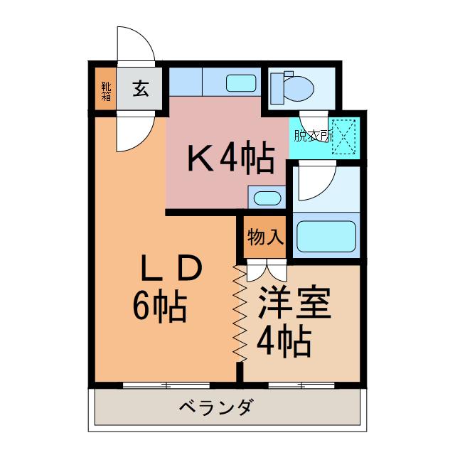 ラ・ポレール(1LDK/4階)の間取り写真