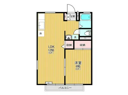 ベルコリーヌ(1LDK/1階)の間取り写真