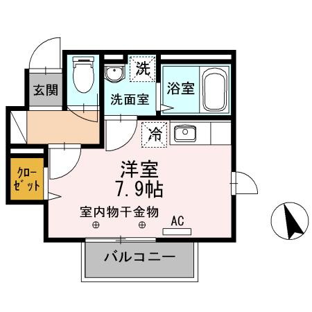 グリーンヒル北八(ワンルーム/1階)の間取り写真